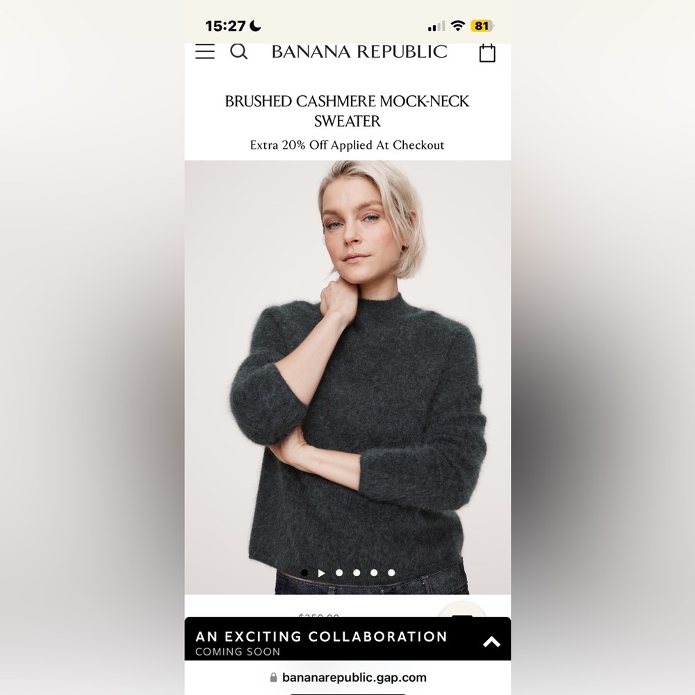Final Price- No Offers!! Banana Republic Brushed Cashmere Sweater